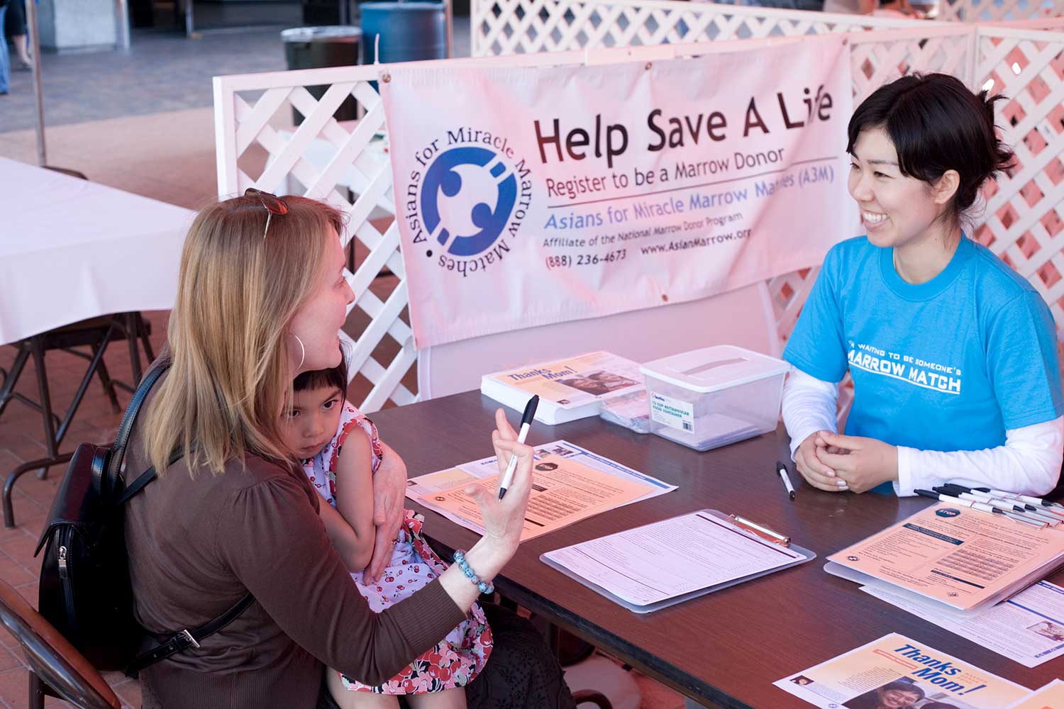 Charity event registration and volunteer interaction